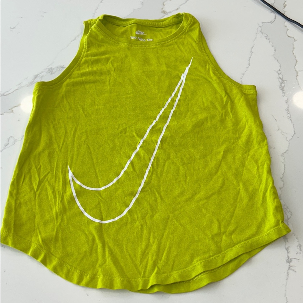 Nike Women's Kids Lime Green Tank Top with White Swoosh